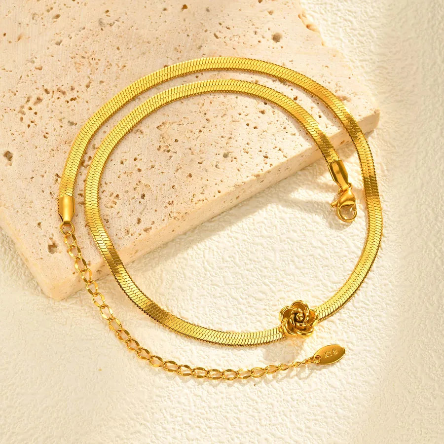 Gold Rose Knife Pendant Necklace for Women