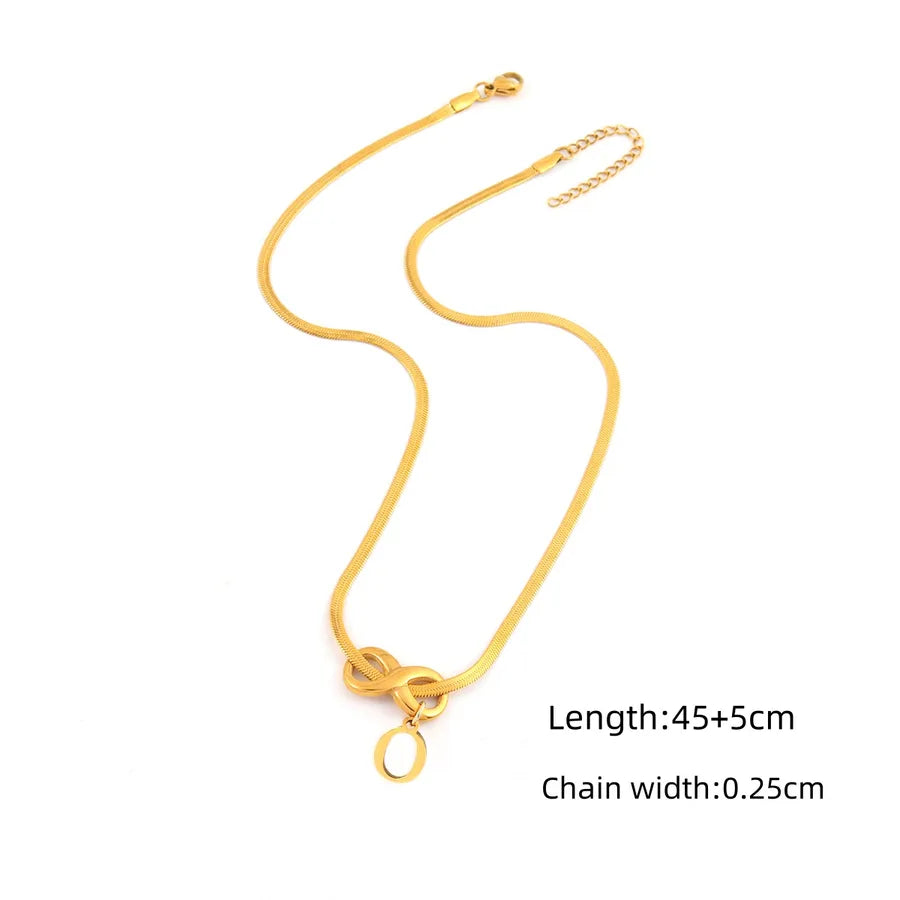 18K Gold Plated Infinity Letter Pendant Necklace Gold O
