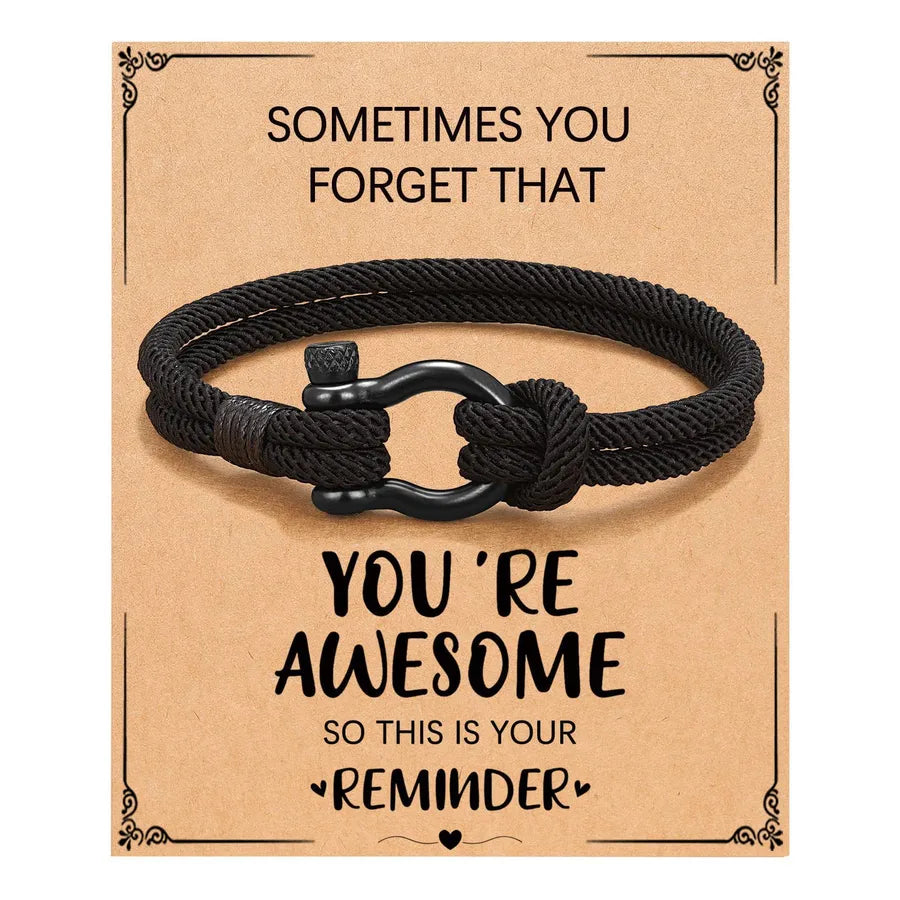 Black Milan Rope Bracelet with Horse Hoof Clasp Black+Awesolide Card