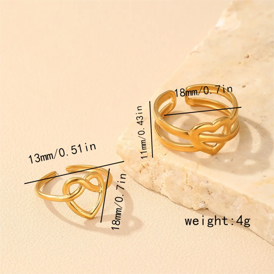 Adjustable Gold Stainless Steel Open Ring Average Size Gold 001#