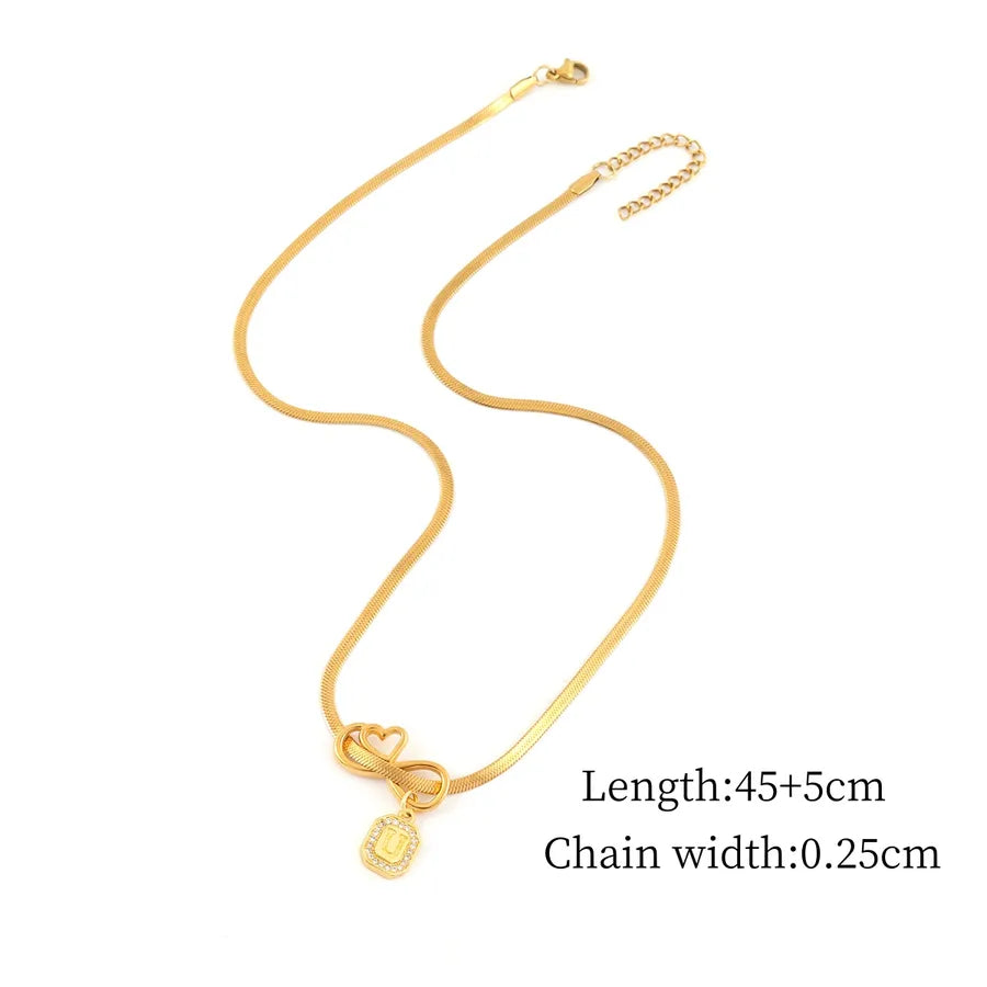 18K Gold Plated Infinity Heart Pendant Necklace Gold U