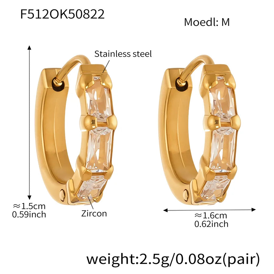 18K Gold Zircon Cross Earrings for Women F512-Golden Zircon Earrings-M