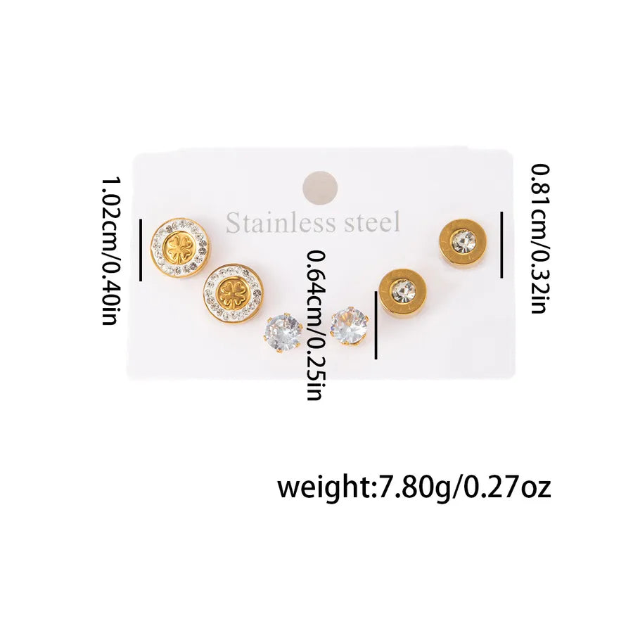 Titanium Steel Heart Earrings for Women Zircon Earring Set 0943