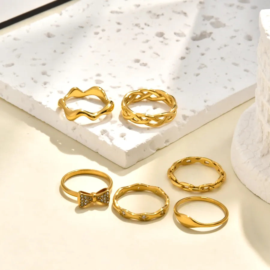 Gold Plated Bow Knot Chain Ring