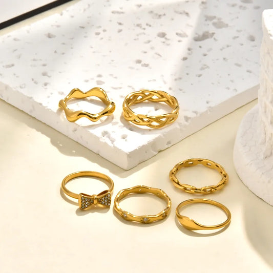 Gold Plated Bow Knot Chain Ring
