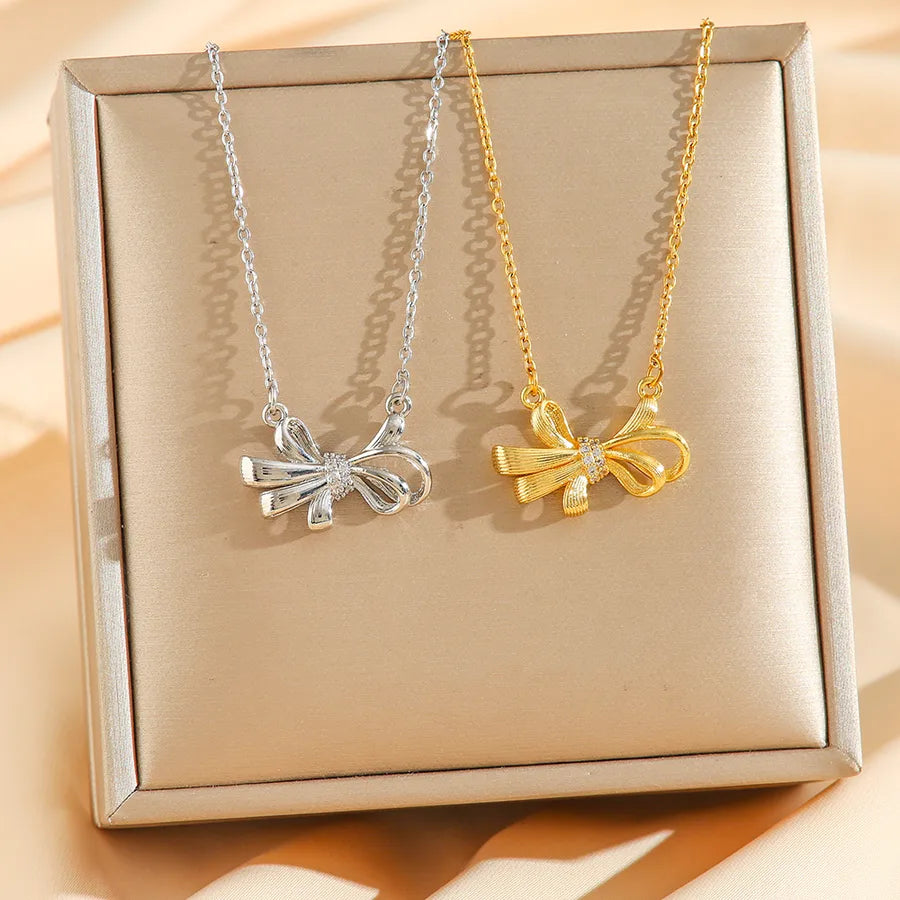 18K Gold Butterfly Knot Pendant Necklace