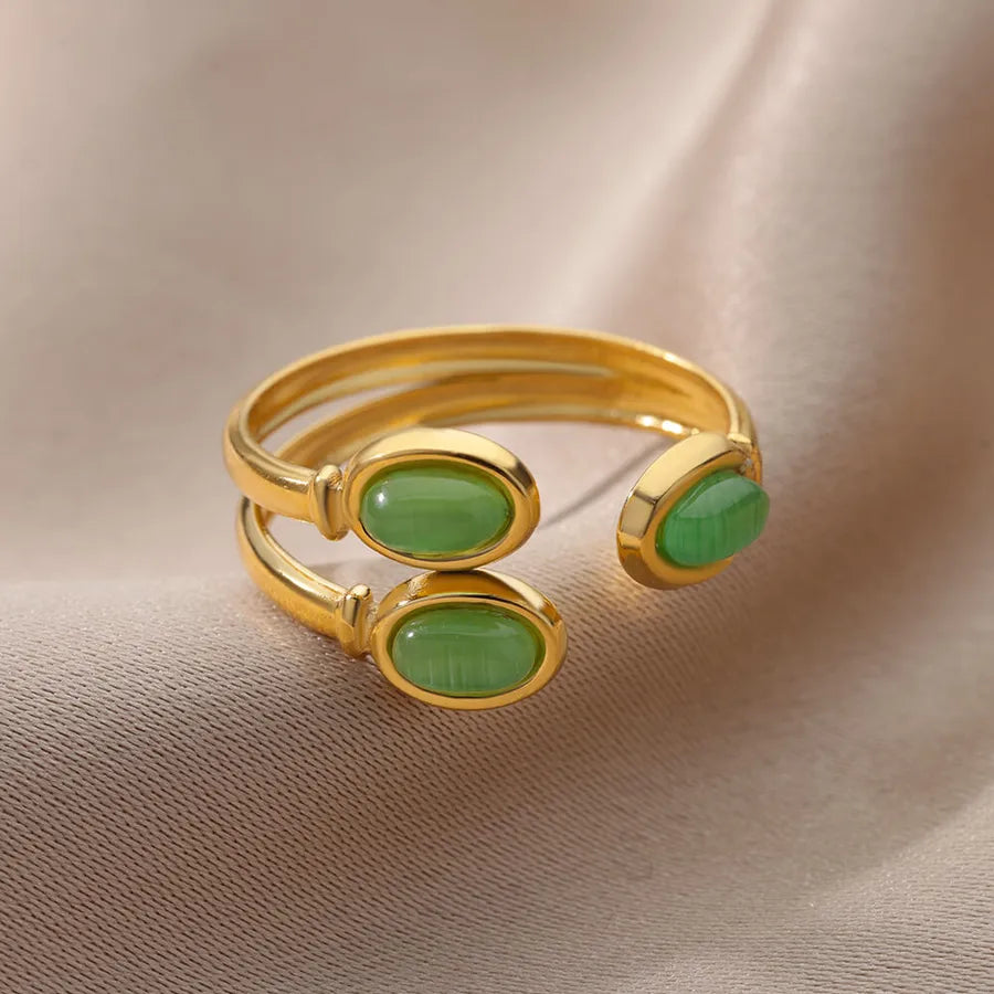 18K Gold Plated Geometric Zirconia Ring