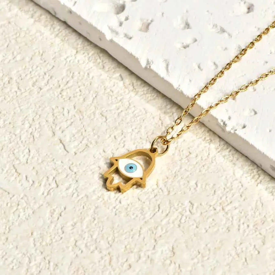 Gold Devil's Eye Pendant Necklace – Vintage Style