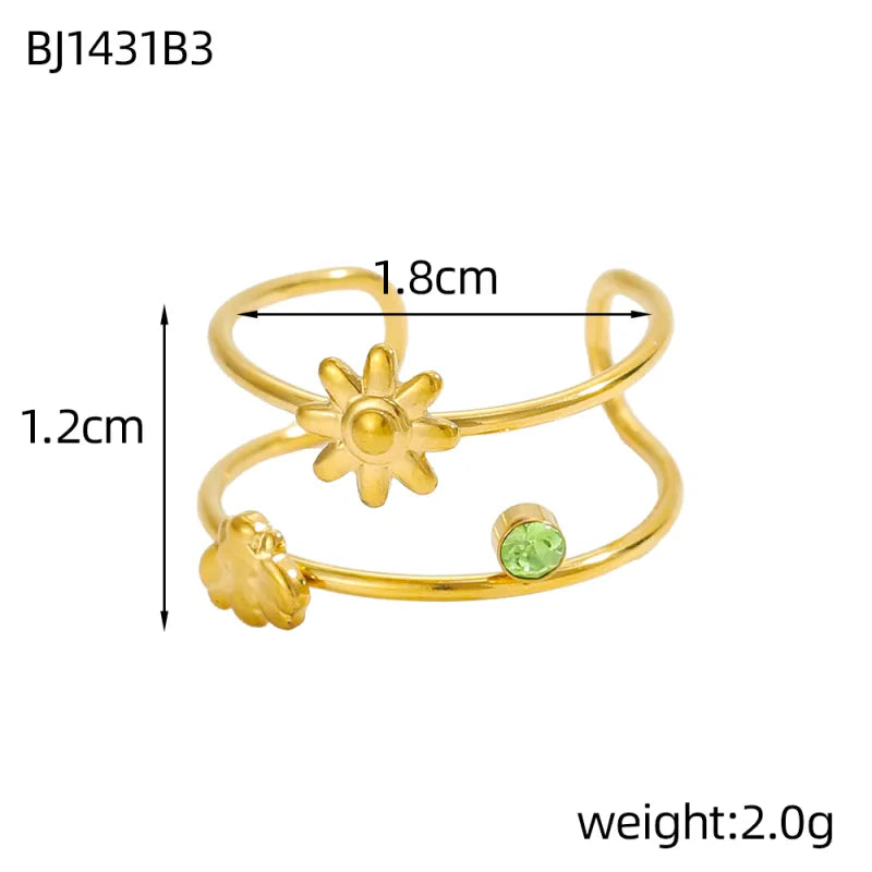Gold Plated Flower Open Ring for Women One Size BJ1431B3 9*9*1