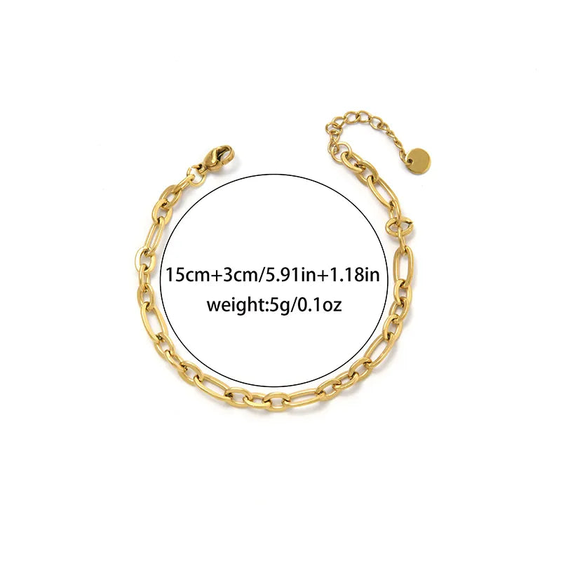 Gold Stainless Steel Geometric Chain Bracelet Gold