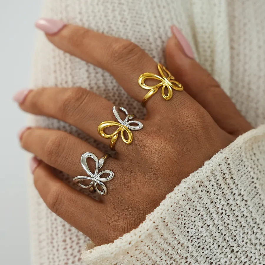 18K Gold Plated Butterfly Adjustable Ring