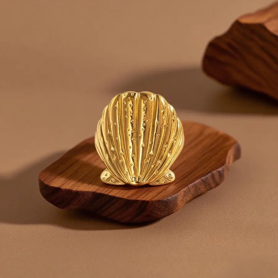 Hollow Seahorse Ring in Stainless Steel Z0218-Large Scallop-Ring- Gold