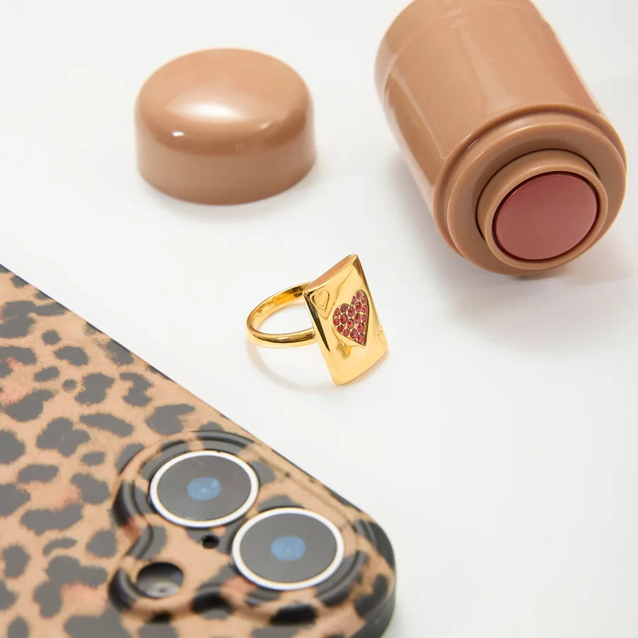 18K Gold Heart Ring in Stainless Steel