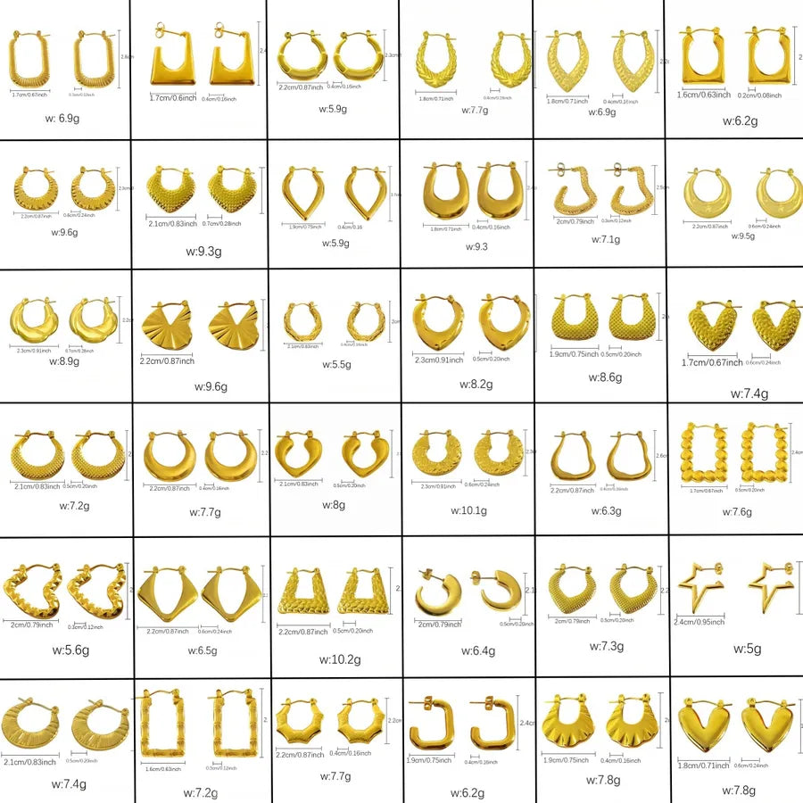 Elegant Gold Titanium Steel Hoop Earrings