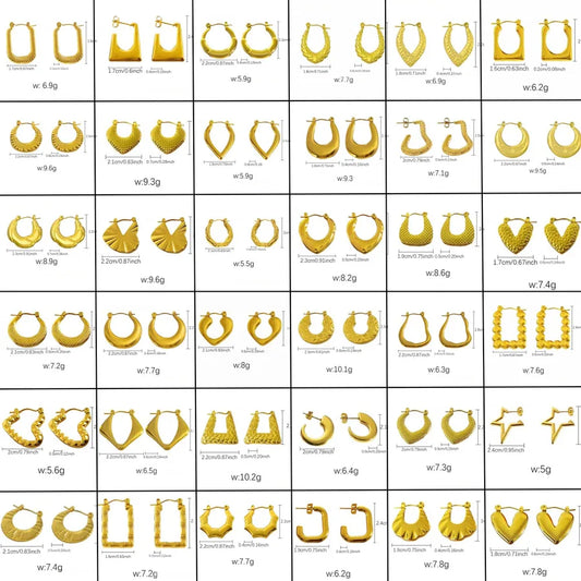 Elegant Gold Titanium Steel Hoop Earrings