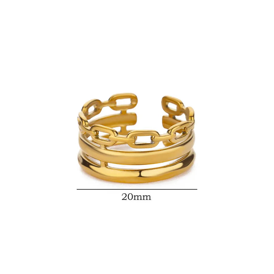 18K Gold Plated Chain Pattern Open Ring 2