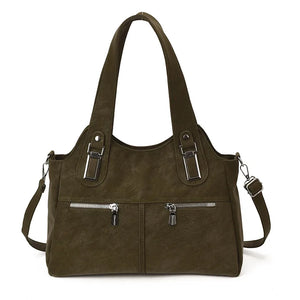 Large PU Leather Shoulder Tote with Metal Detail - Smiling Maria - Everything For Women