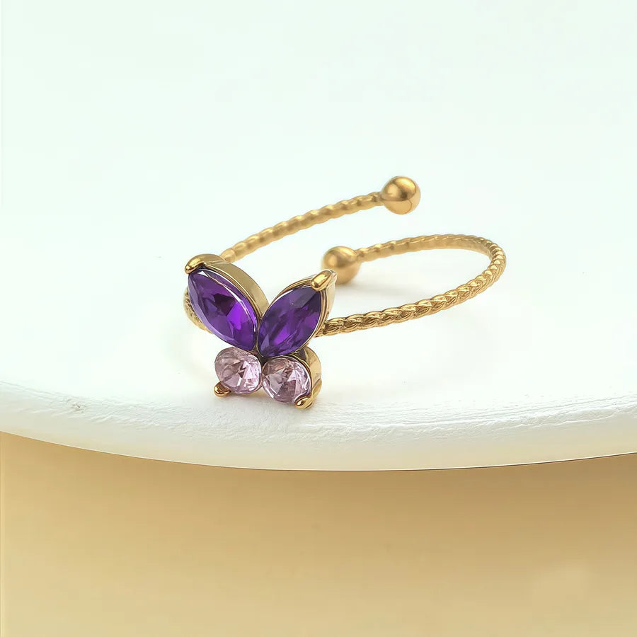 Elegant Rhinestone Knot Stainless Steel Ring JZ-25-09-039