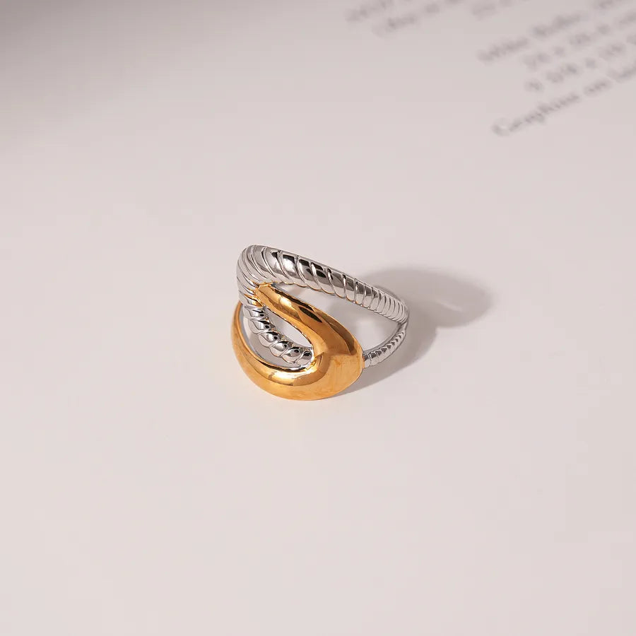 18K Gold Plated Geometric Open Ring for Women