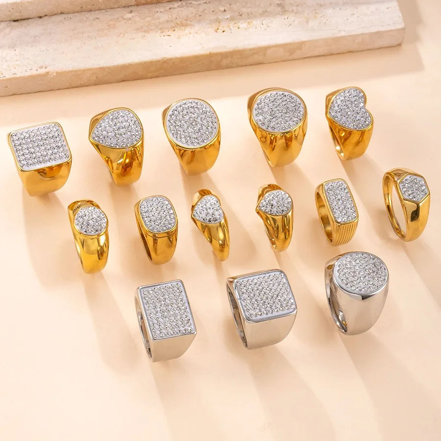 Gold Geometric Titanium Steel Ring