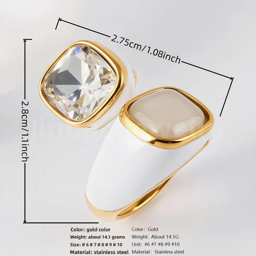 Heart-Shaped Stainless Steel Cat Eye Ring