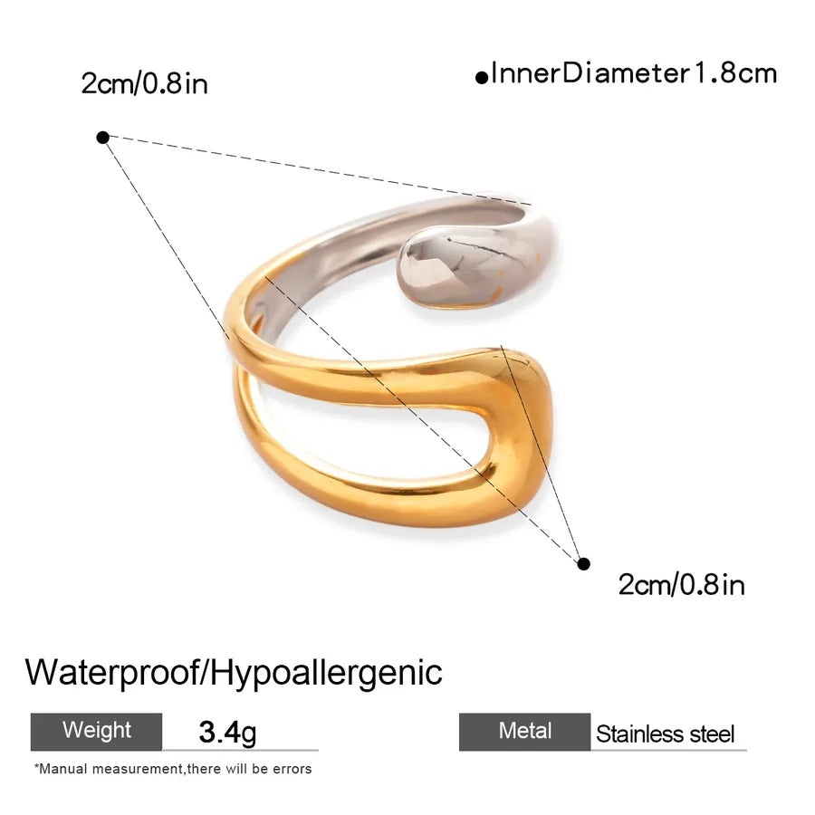 Stainless Steel Geometric Open Ring for Women 6 # Ring-Gold-Silver