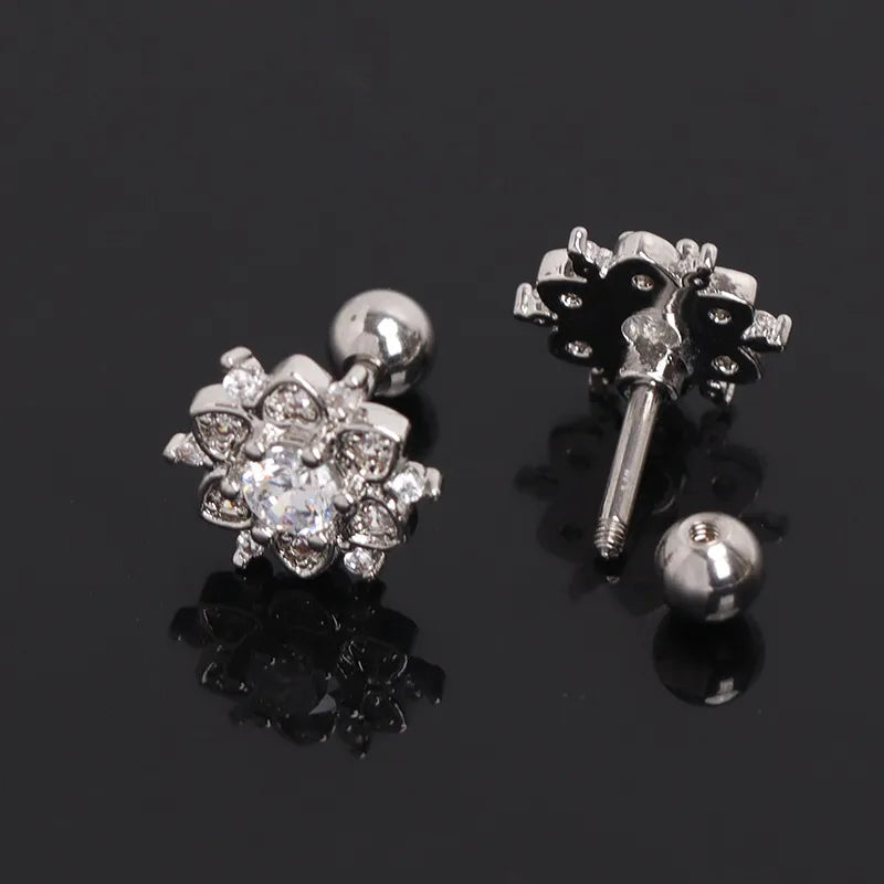 Boho Floral Gold Stainless Steel Stud Earrings