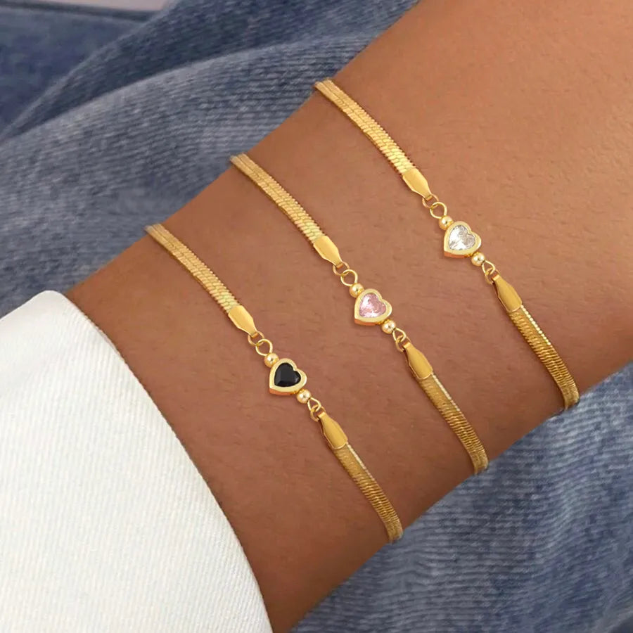 Gold Heart Stainless Steel Bracelet