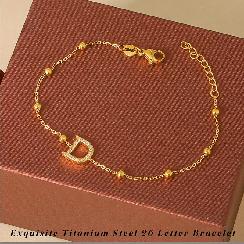 Elegant Letter Bracelet in 304 Stainless Steel Gold Letter [D] Bracelet B0021DG