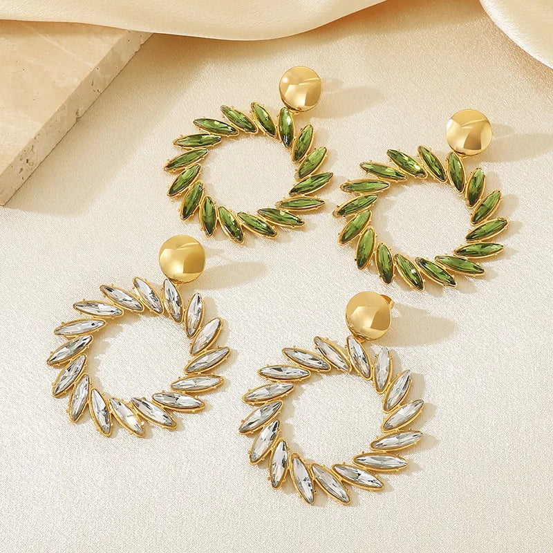 Gold Geometric Floral Drop Earrings