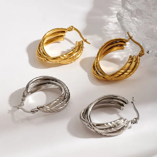 Minimalist Gold Plated Stainless Steel Hoop Earrings