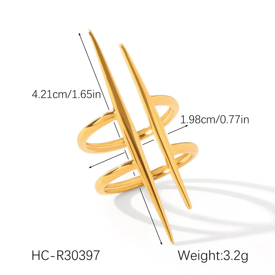 18K Gold PVD Coated Irregular Open Ring HC-R30397