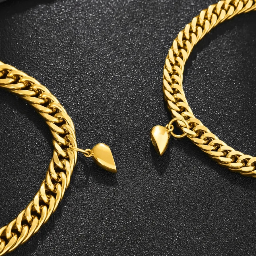 Magnetic Heart Couple Bracelet – 18K Gold Plated