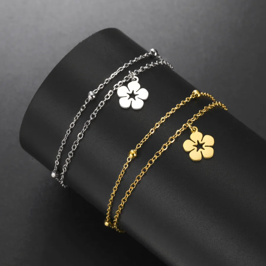 Double Layer Star Pendant Stainless Steel Bracelet