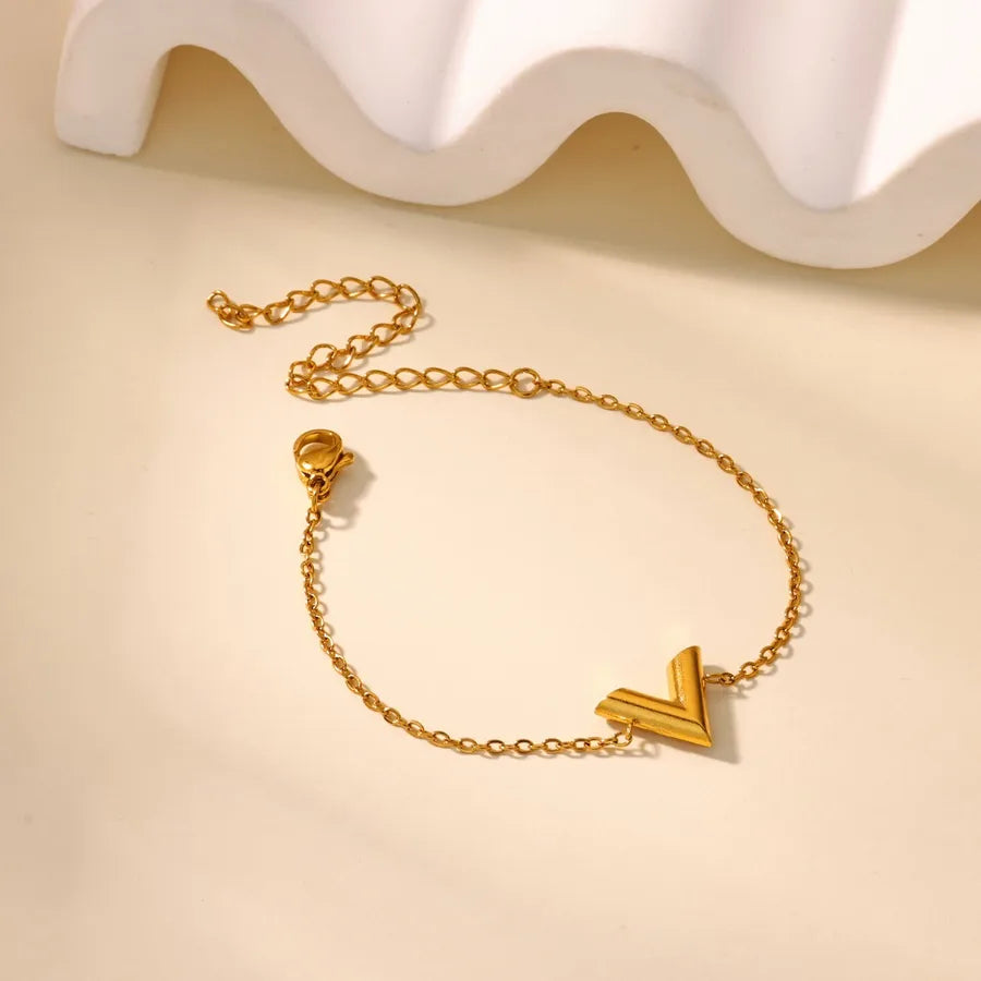 Gold Plated V-Shape Stainless Steel Bracelet