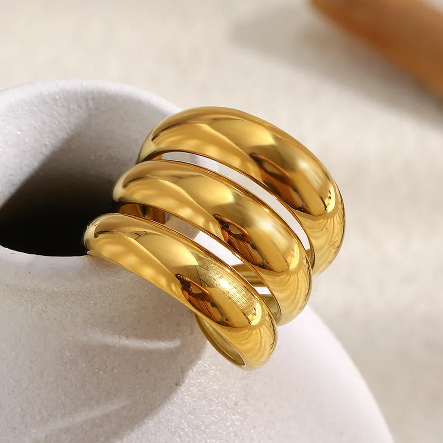 18K Gold Plated Geometric Open Ring for Women