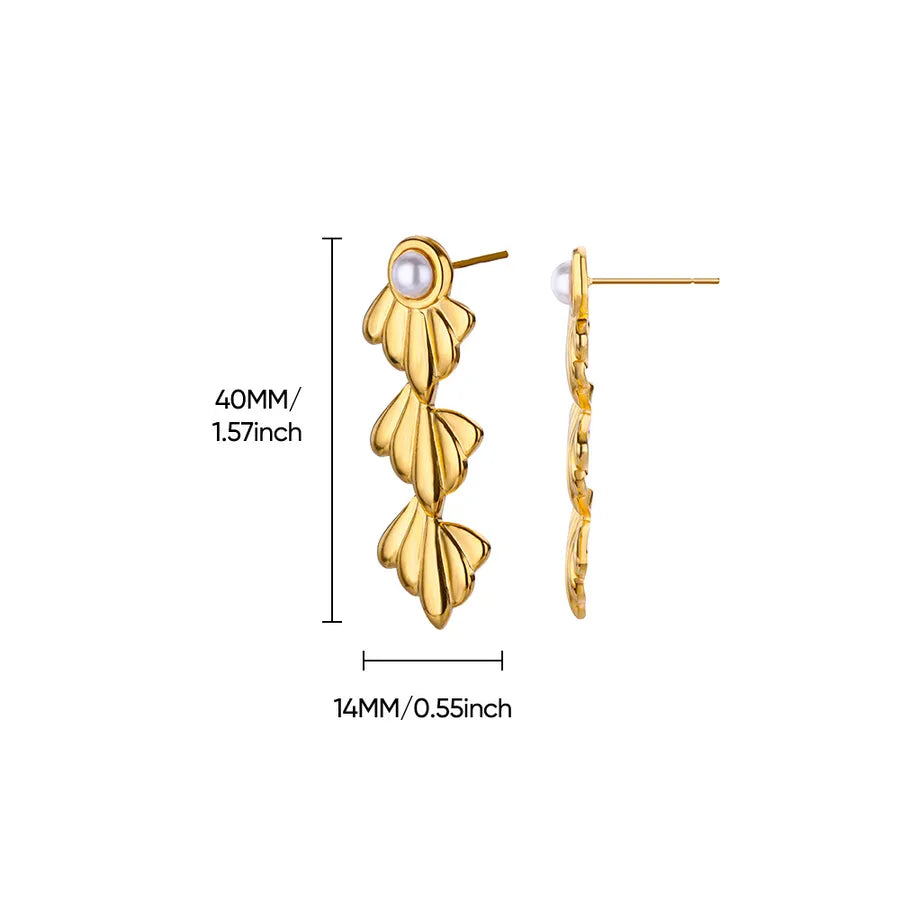 18K Gold Plated Pearl Geometric Hoop Earrings 3