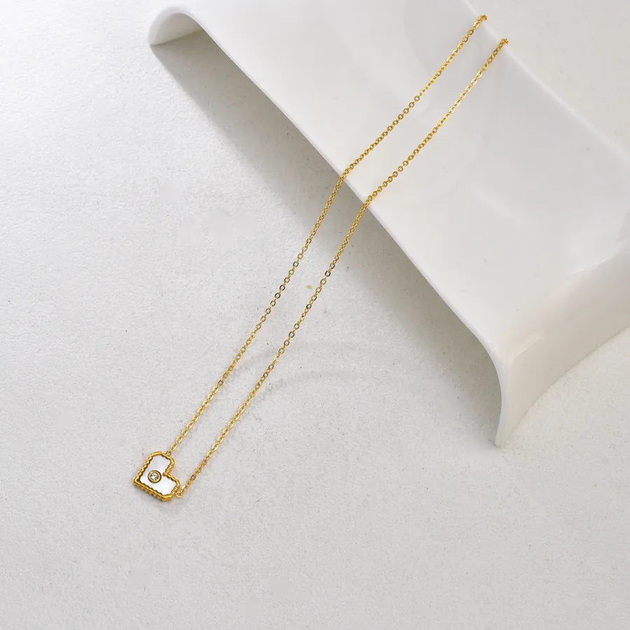 Gold Heart Shell Pendant Necklace for Women