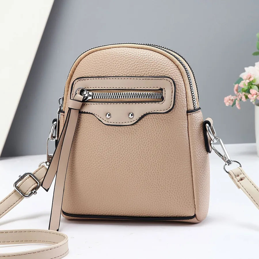 Minimalist Women's Crossbody Shoulder Bag Khaki Vertical Style 15*5*18CM