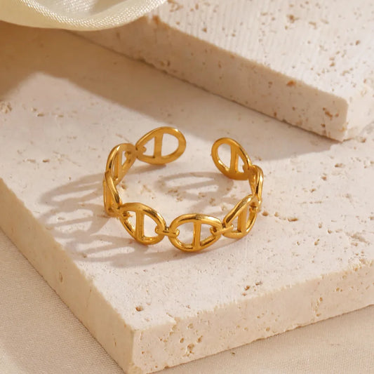 18K Gold PVD Coated Geometric Stainless Steel Ring