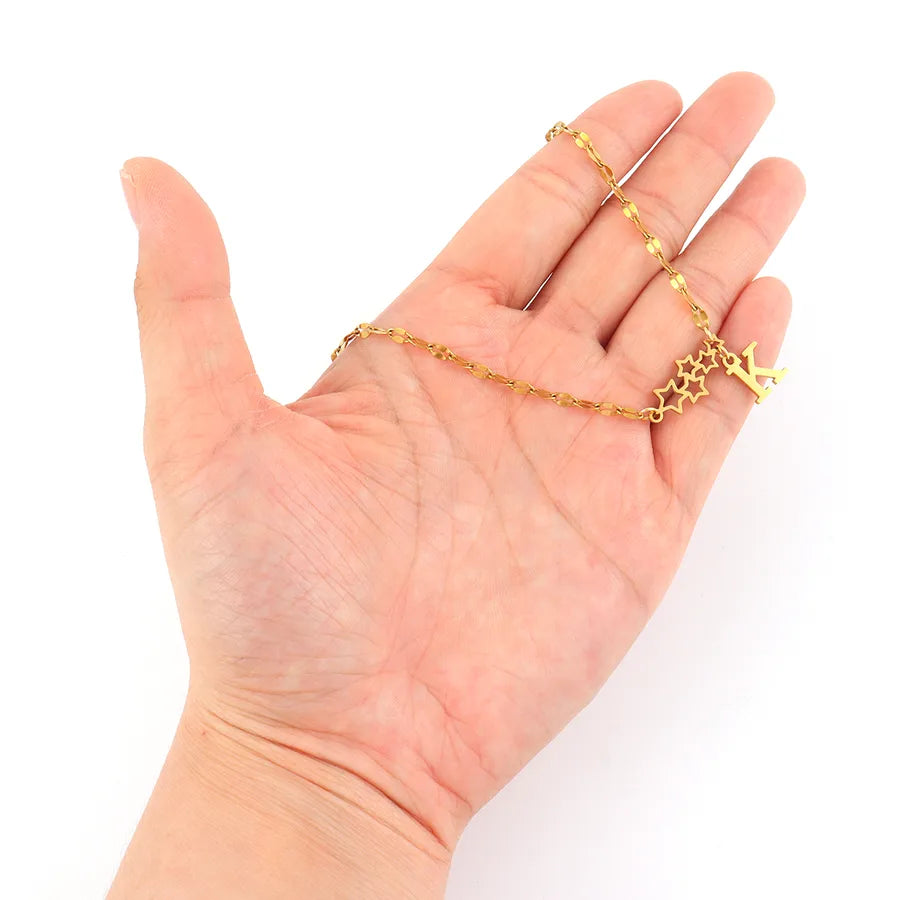 18K Gold Plated Letter & Star Pendant Necklace