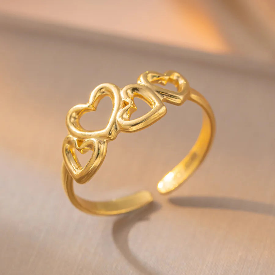 Adjustable Geometric Titanium Steel Ring K9 Gold Ring Adjustable