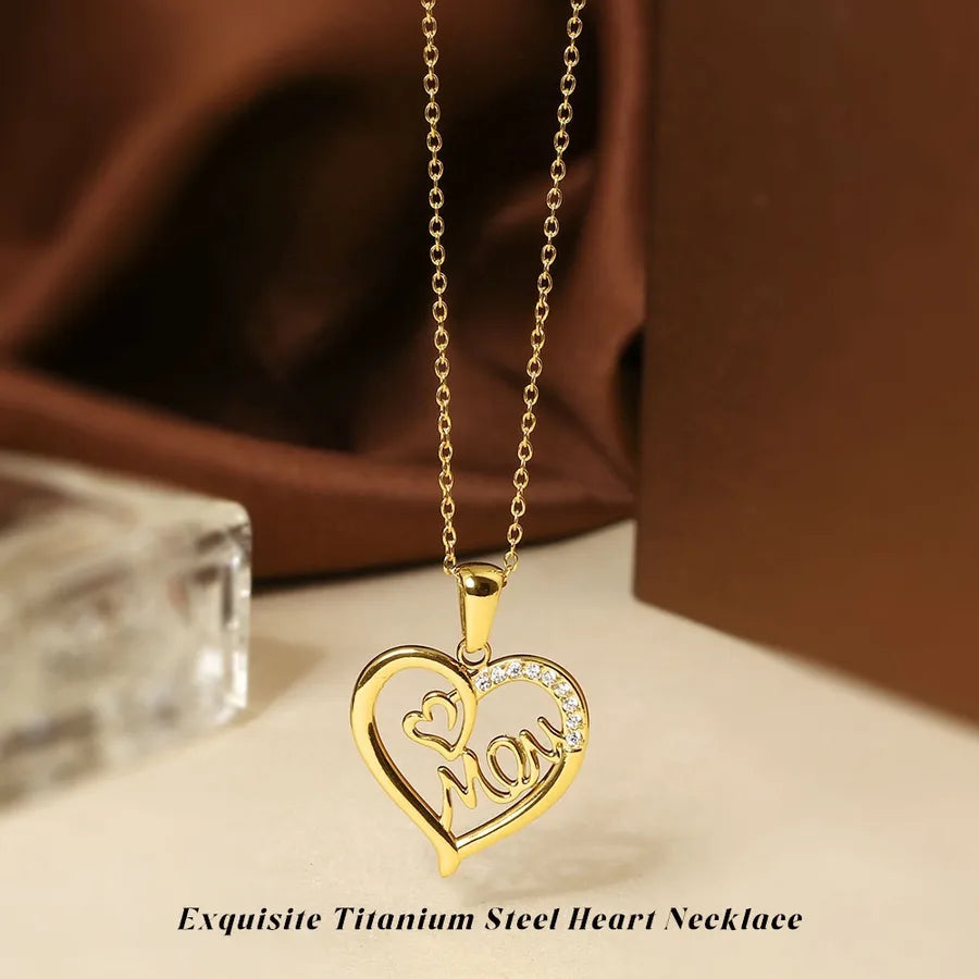 Gold Heart Pendant Necklace for Women Gold Mom Heart Necklace N0455G