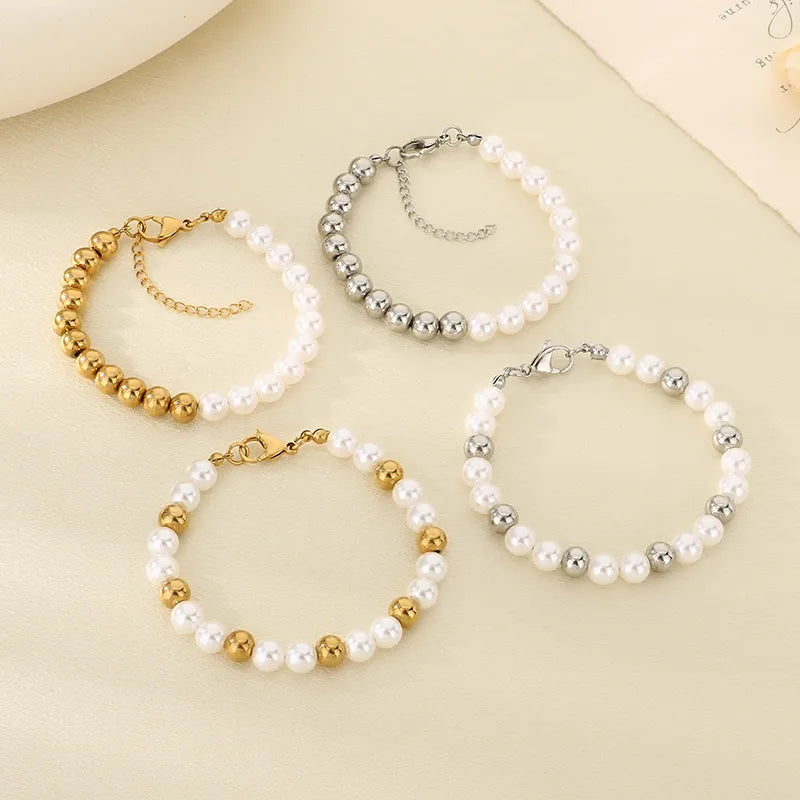 Gold Beaded Stainless Steel Bracelet for Women