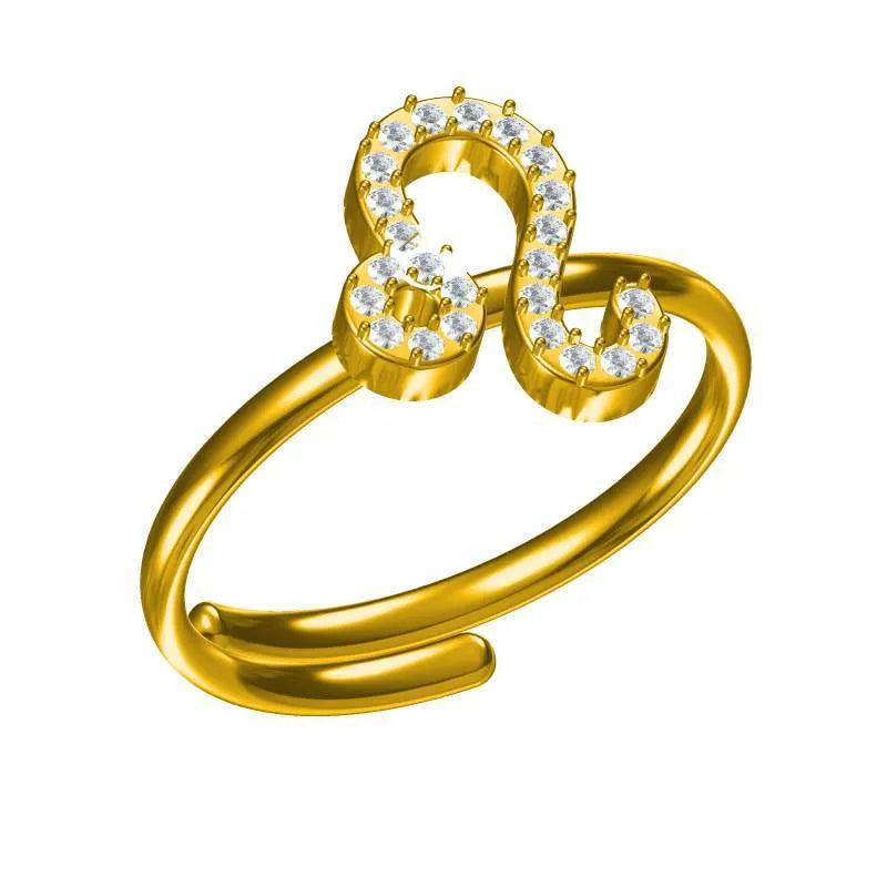 Titanium Zodiac Star Ring for Women Adjustable Opening Gold Leo-R0032g-07