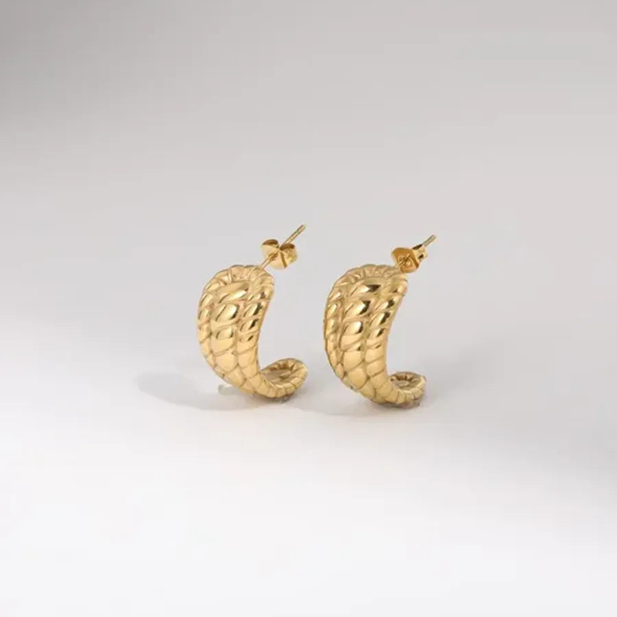 18K Gold Plated C-Shaped Hoop Earrings