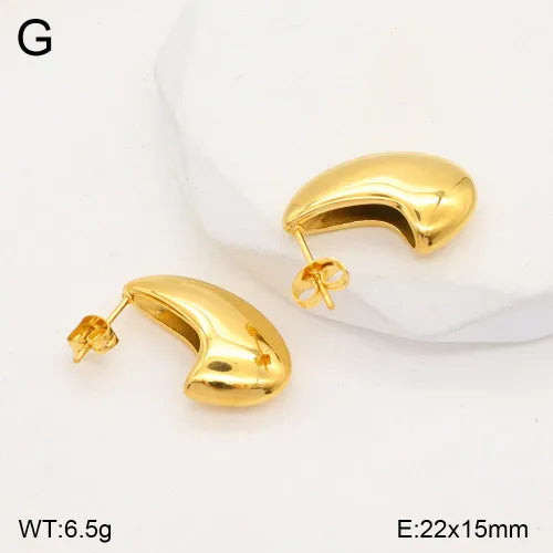 18K Gold Moon Hoop Earrings for Women