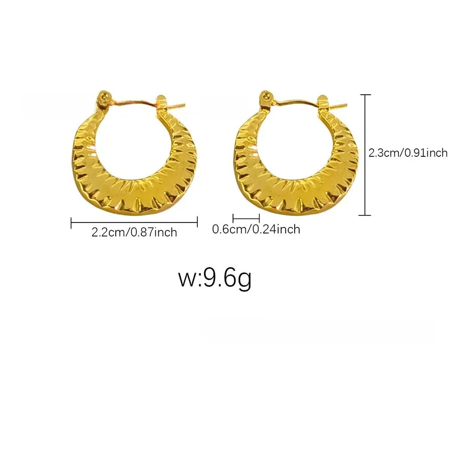 Elegant Gold Titanium Steel Hoop Earrings