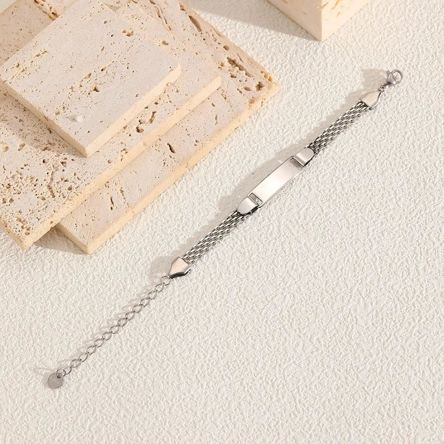 Custom Engraved Gold Mesh Bracelet Steel Color