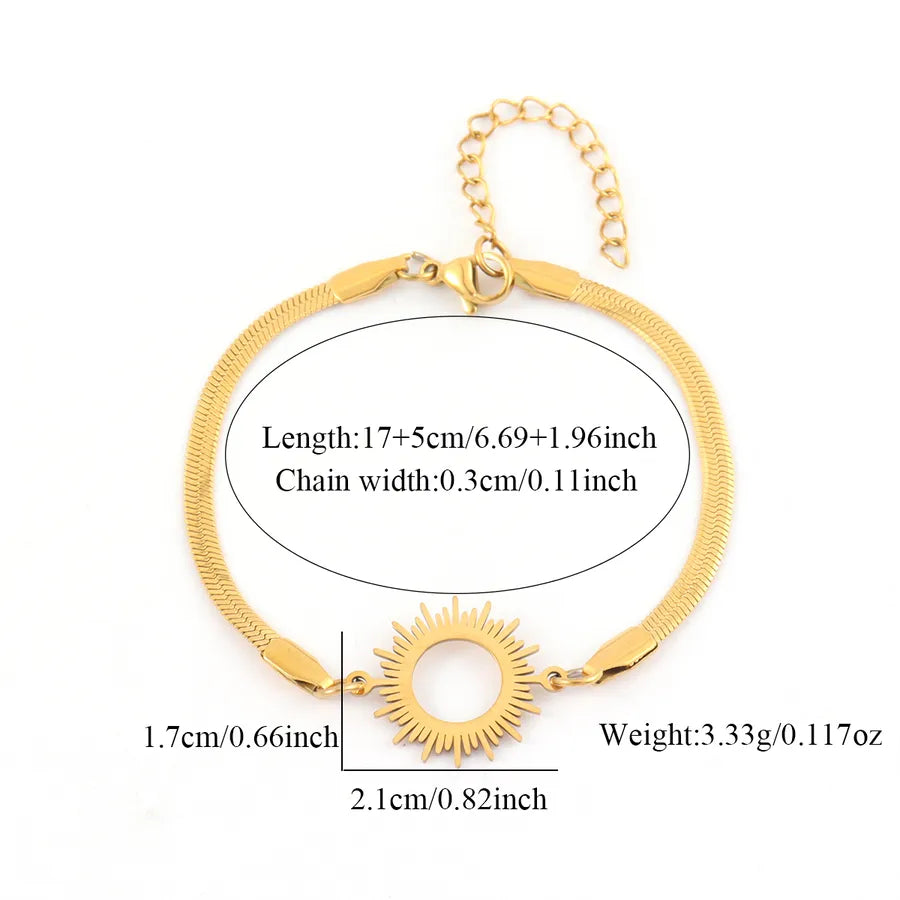 Gold Sun Stainless Steel Retro Bracelet